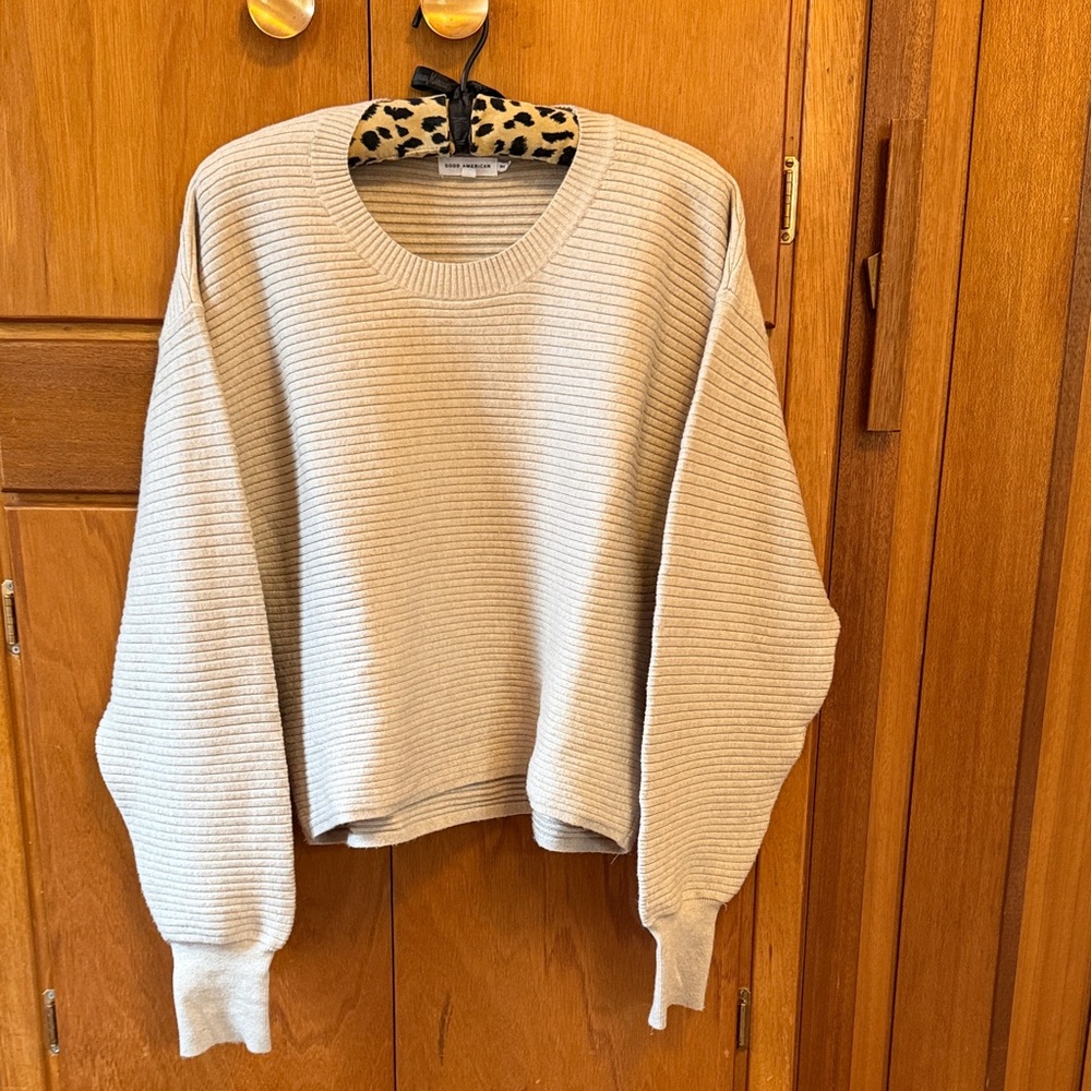 Good American Rib Crewneck Knit Sweater